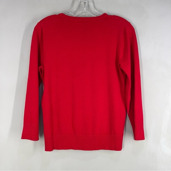 Cable and Gauge Women Sweater Size Small Red With Bow Stone Buttons. - Picture 5 of 8